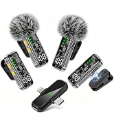 Gicorino Wireless Mini Microphones for iPhone, Android &amp; iPad, 4 Pack Lavalier Mic with Noise Red...
