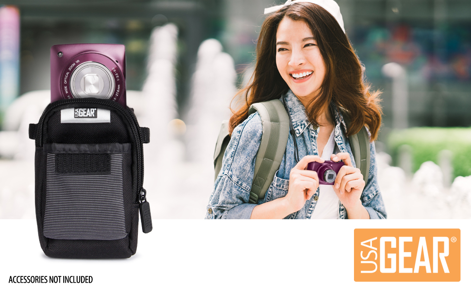 USA GEAR Compact Camera Bag with Shoulder Strap and Belt Loop