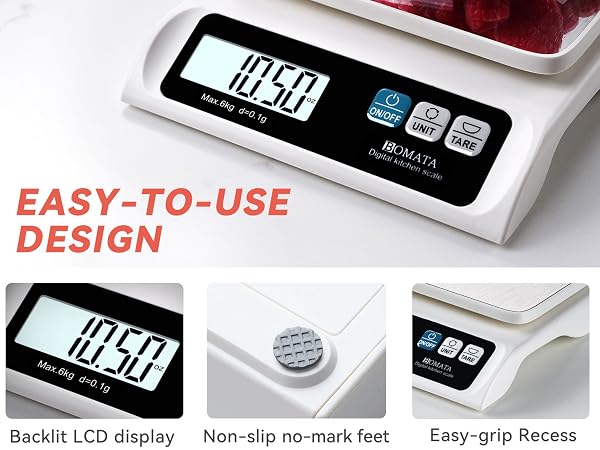 BOMATA 0.1g/ 13lb Food Scale, USB Rechargeable, Digital Kitchen Scale