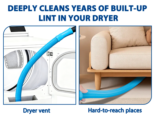 Dryer Vent Cleaner Kit with Flexible Vacuum Hose Attachment