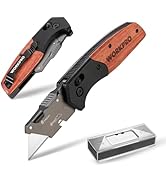 WORKPRO Folding Utility Knife, Razor Blade Knife with Axis Lock, Quick Change Box Cutter, EDC Woo...