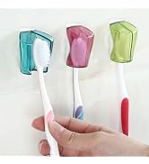 3Pcs Multicolor Toothbrush Holder Travel Toothbrush Head Covers with Suction CupBathroom Wall Mou...