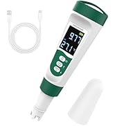 CANNABMALL 5-in-1 Digital PH Meter, with Voice Function, PH/TDS/EC/Temp/Salt Pool Salt Tester, Wa...