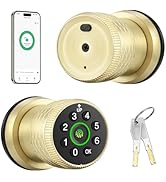 Leydebong Keyless Entry Fingerprint Door Knob, Smart Biometric Door Lock with Keypad Passcode Doo...