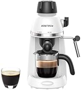 SOWTECH Espresso Coffee Machine Cappuccino Latte Maker 3.5 Bar 1-4 Cup with Steam Milk Frother Wh...
