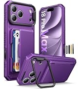 ASAFCASE for iPhone 18 Pro Max Wallet Case with Kickstand, Dark Purple | Card Holder, Camera Cont...
