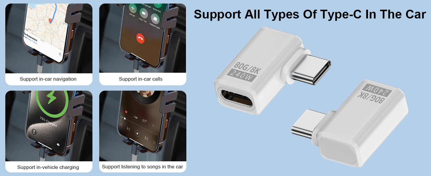 USB C Adapter PD 240W 80Gbps for Thunderbolt 5/4/3, Male to Female