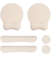 MOSISO Wrist Rest Support for Keyboard and Mouse Pad Set, Curved Ergonomic Mousepad with Raised B...