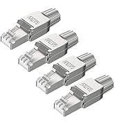 VCELINK RJ45 Cat6A Connectors Tool-Free Reusable Shielded Ethernet Termination Plugs for 23AWG SF...