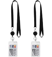 YOUOWO Lanyard Black Retractable Badge Reel with Badge Reel Clip for id Card Badges Holders Verti...