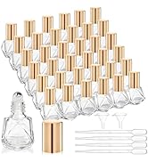 ELFULLY 36 Pack Essential Oil Roller Bottles, 8ml/0.27oz Empty Roll On Bottle, Glass Polygonal Ro...