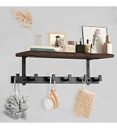 Vanloory Coat Rack Wall Mounted with Shelf, Heavy Duty Wall Hooks with Wood Shelves Coat Hooks fo...