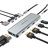 WAVLINK USB C Docking Station 4K Triple Display (2 HDMI + 1 Displayport), 87W PD Charger Ports, G...