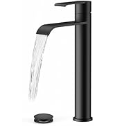 FORIOUS Black Bathroom Vessel Sink Faucet One Hole with Pop up Drain and 24 Inch CUPC Supply Hose...