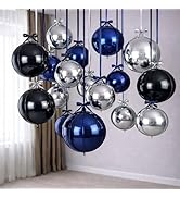 Togvu Black Blue Silver Round Balloons, 15PCS Different Sizes 4D Metallic Foil Balloon Large Sphe...