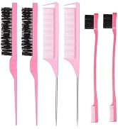 Hair Styling Comb Set 6 PCS, Teasing Hair Brush, Rat Tail Comb Edge Brush, Hair Tail Tools for Wo...