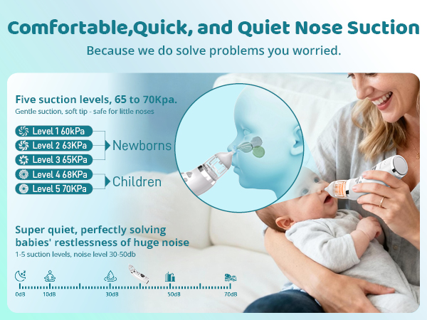 hospital grade 5 suction levels silent button nose sucker phone