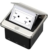 KYHSHJ Pop Up Floor Electrical Outlet Box Kit,20 Amp Stainless Steel TR Tamper-Resistant Duplex R...