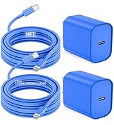 iPhone 14 13 12 Fast Charger 10 ft(Blue), 2Pack 20W PD USB C Wall Charger, MFi Certified Fast Cha...