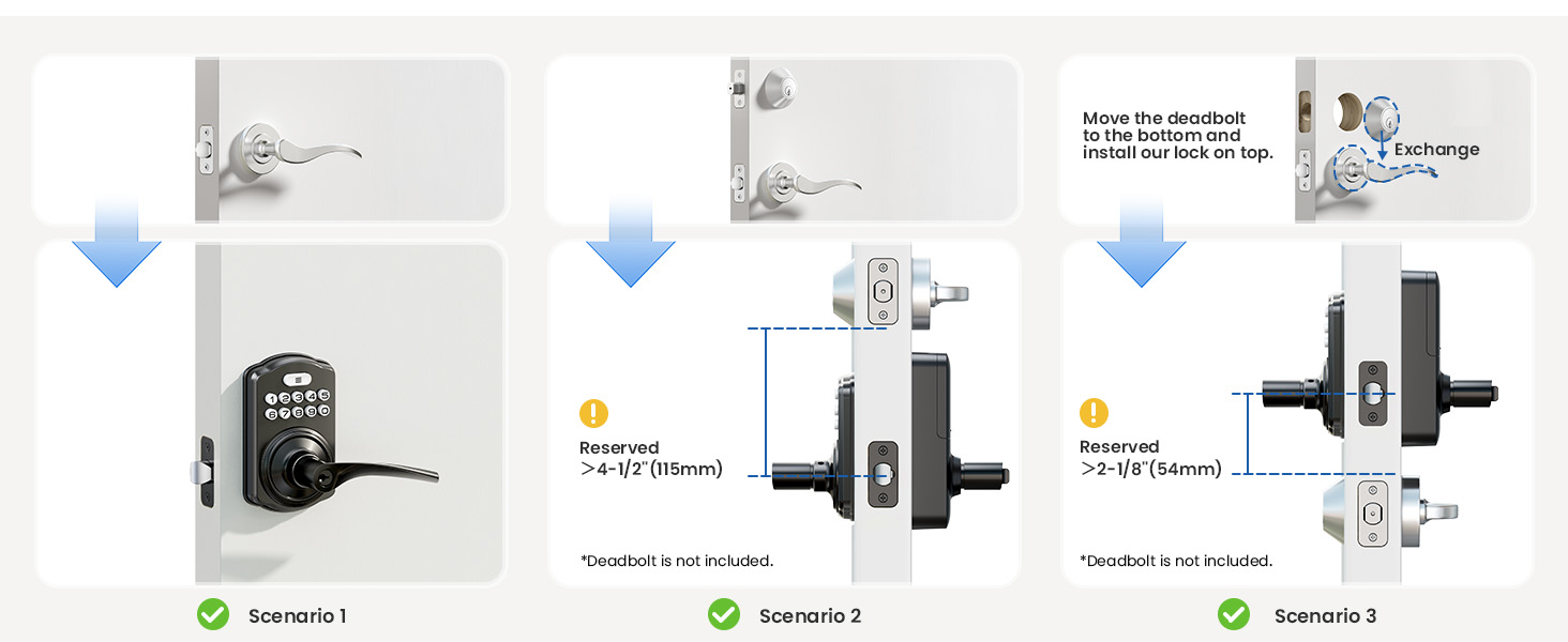 keyless entry door lock deadbolt with handle set