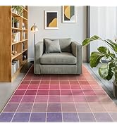 Modern Ombre Mosaic Pink Checkered Rug 6x9, Retro Aesthetic Eclectic Colorful Funky Contemporary,...