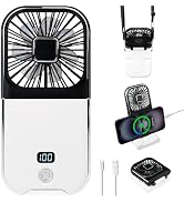 YIYEDWQ Portable Rechargeable Fan with Digital Display, 4 Speeds, 3000mAh Battery,180° Foldable w...
