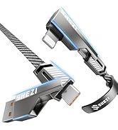 SHEZI 4-in-1 [Upgraded] USB C Cable 60W 5FT Lightning Cable 90 Degree, Fast Charging Flat Nylon B...