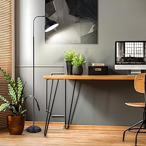 Modern tall lamp Black metal floor lamp, industrial design, minimalist style,sturdy base