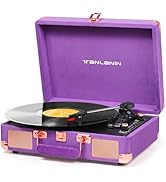 Velvet Vinyl Record Player - 33 45 78 RPM Portable Suitcase Turntable with USB Recording, Bluetoo...