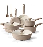 SENSARTE Ceramic Nonstick Pots and Pans Set 17pcs, Healthy Induction Cookware Set, Nontoxic Kitch...