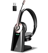 Wireless Headset, Bluetooth Headset with Microphone Noise Cancelling &amp; USB Dongle, Office Headpho...