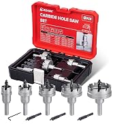 EZARC Tungsten Carbide Hole Saw Kit, 7/8"–2" Hole Saw Set with Pilot Drill Bits and Hex Key, for ...