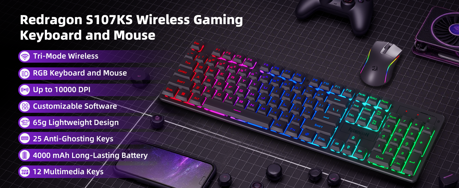 Wireless Gaming Keyboard and Mouse