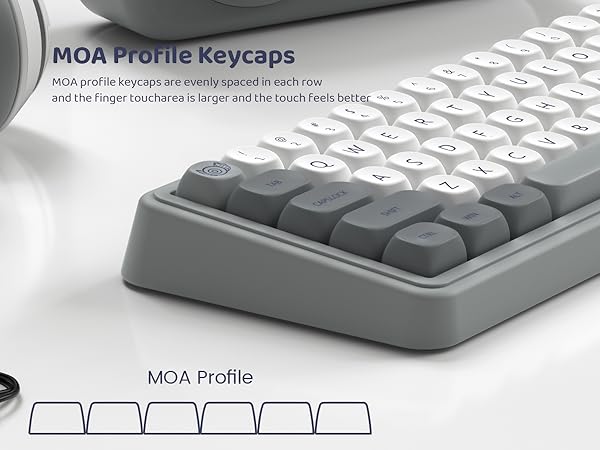 PBT Keyboard keycaps Japanese Style, White/Grey MOA Keycap Set,Retro Custom Replacement Key caps