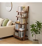 AQIMUELE Wooden Ladder Shelf, Ladder Bookshelf, Short Ladder Shelf with Stable Structure, Leaning...