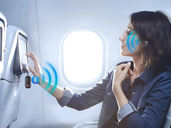 Bluetooth transmitter for airplane headphones
