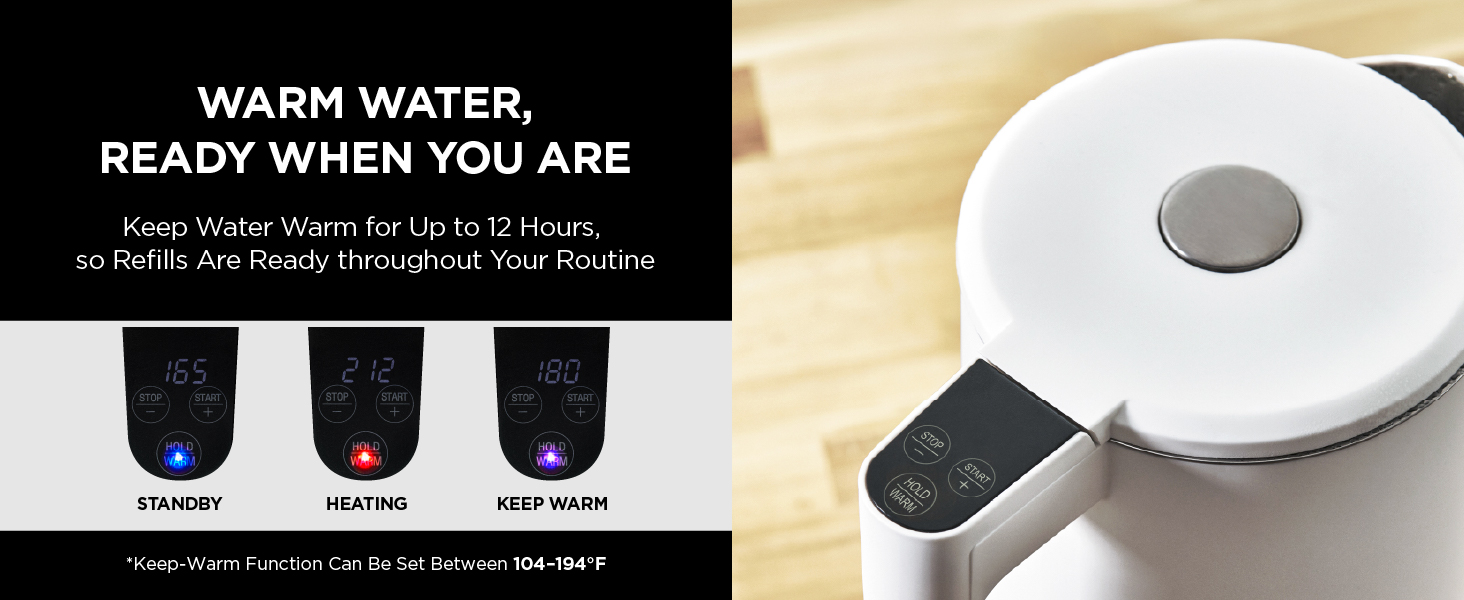 Variable temperature control kettle with keep warm, electric water heater for baby formula and latte