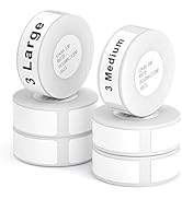 NIIMBOT 6 Roll Set Labels for D110/D11/D101 Label Maker, 3 Rolls 12x40mm+3 Rolls 15x50mm, Waterpr...