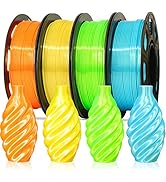 1.75mm Silk Shiny PLA 4 in 1 Bright Colors Bundle Pack: Silk Yellow/Lime Green/Orange/Sky Blue, E...