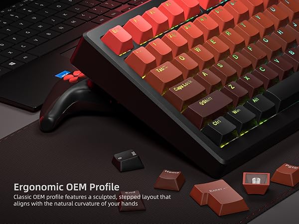 Shine Through Keycaps, PBT Keycaps, Red Keycaps 135 Keys