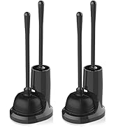 uptronic Toilet Plunger and Brush, Bowl Brush and Heavy Duty Toilet Plunger Set with Holder, 2-in...