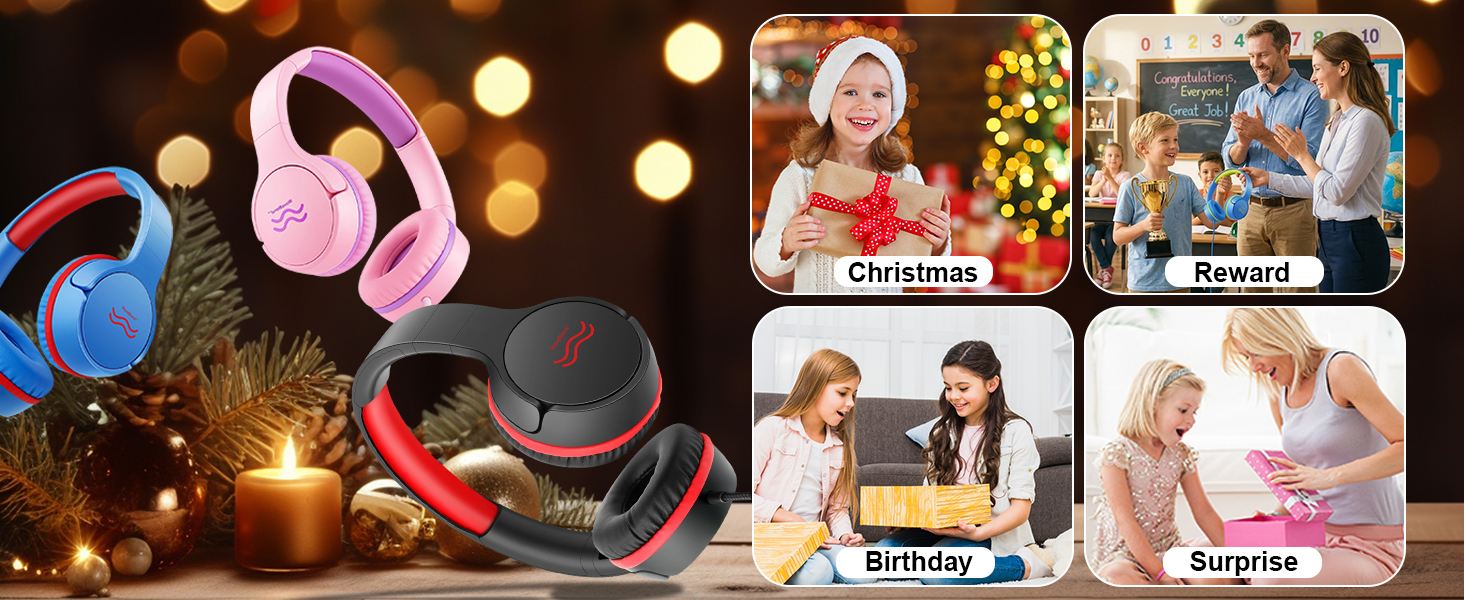 Foldable kids headphones w/ volume limiter &amp;amp; mic: Christmas, birthdays, rewards, surprises