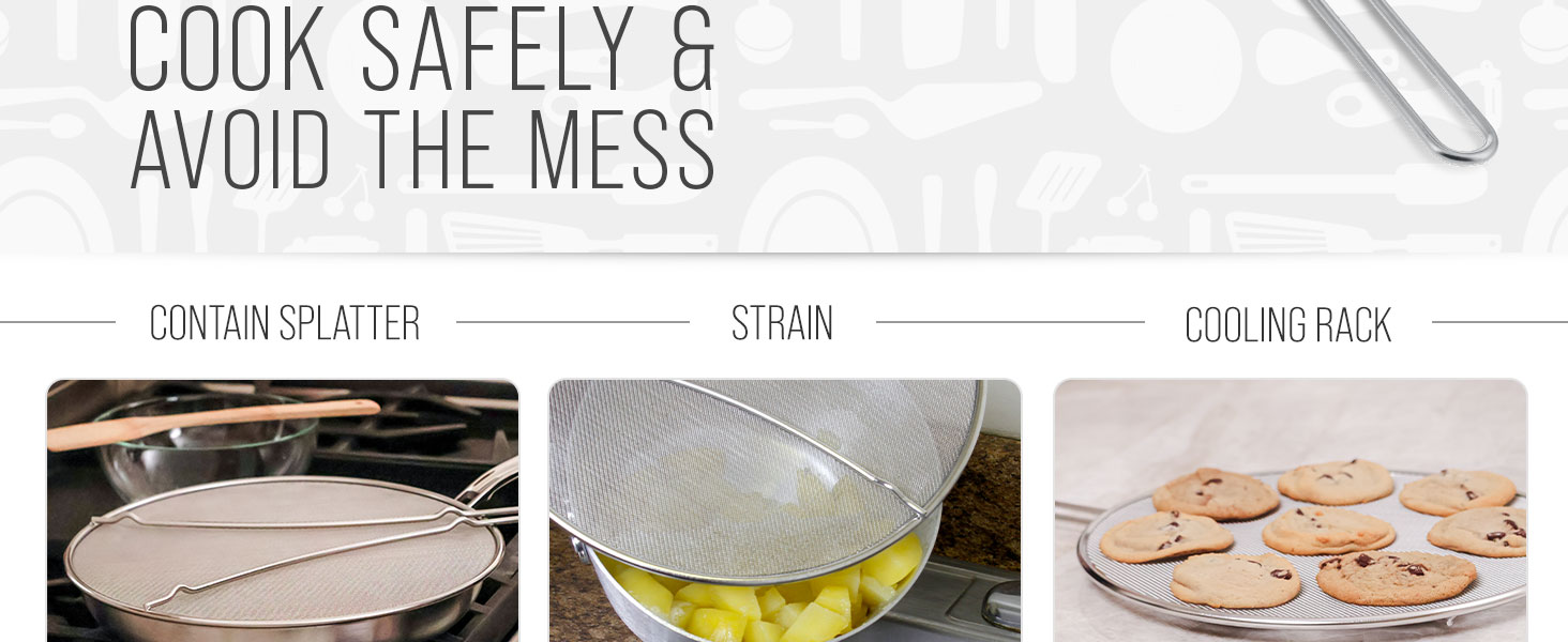 splatter guard splatter screen frying pan cover pot lid grease oil kitchen cooking stainless