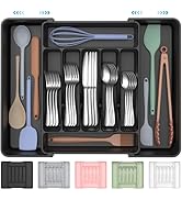 ukeetap Extra Large Expandable Silverware Organizer, BPA-Free Food-Safe Cutlery Flatware Organize...