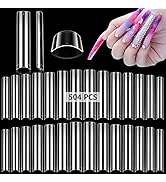 504Pcs XXL No C Curve Nail Tips for Acrylic Nails Professional Set, Straight Tapered Square Clear...