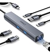 USB C Hub, intpw 6 in 1 USB C Multiport Adapter with 4K@60Hz HDMI, Gigabit Ethernet,100W PD, 5Gbp...