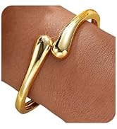 MTINEAPS Gold Bangle Bracelets for Women Teens Trendy Chunky Adjustable Twist Cuff Bracelet Jewel...
