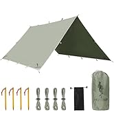FREE SOLDIER Green 10x10.5ft Waterproof Polyester Camping Tarp with UV Protection, Ideal for Camp...