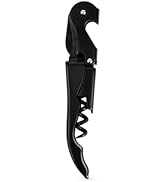 True TrueTap Double Hinged Waiter’s Corkscrew, Matte Black Wine Bottle Opener with Foil Cutter, W...