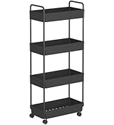 Buzowruil Rolling Storage Cart 4 Tier Organizer Mobile Shelving Unit Storage Rolling Utility Cart...